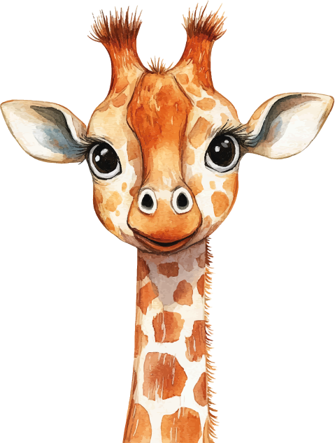 Illustration of a giraffe looking toward the camera