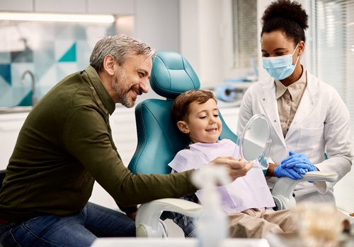 Boy smiling at the dentist