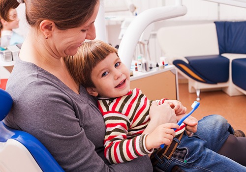 Mother and child in the dentist’s chair