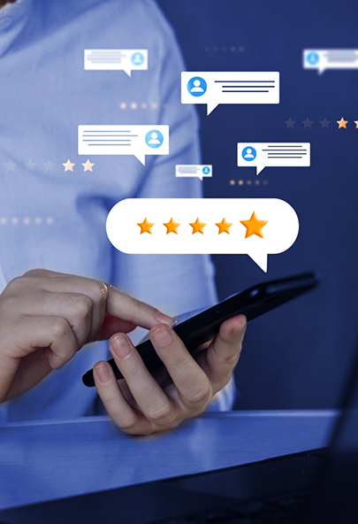 Person reading reviews on their phone