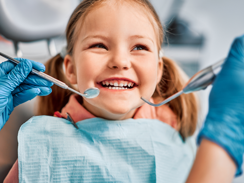Little girl at dental exam